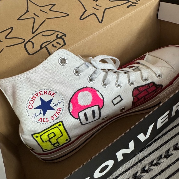 Converse Super Mario High-Top Sneakers size 11 - Artist hand painted! - Picture 8 of 9